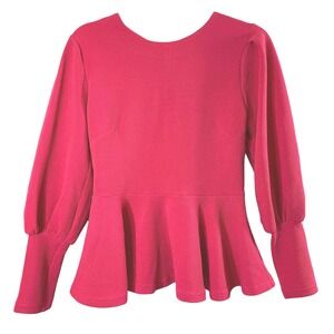 Womens‎ Size Medium Flare Skater Hem Top Fuchsia Pink Knit Long Sleeve